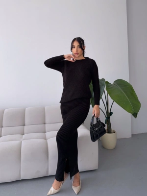 Etek Kazak Triko Takım 1558 - Siyah