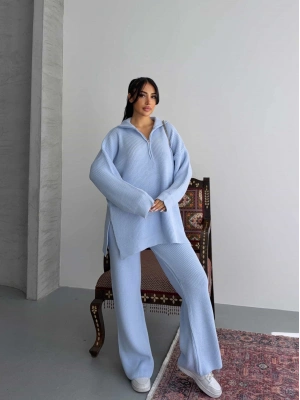 Fermuarlı Triko Takım 1556 - Mavi