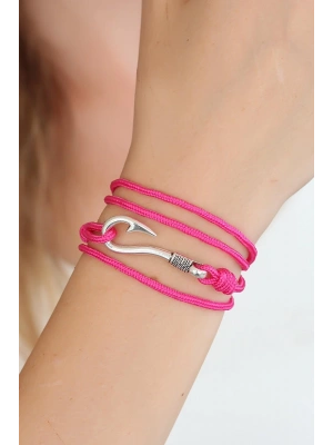 MuI MuI Fuşya Renk Gümüş Metal Kancalı Bayan Çoklu Bileklik