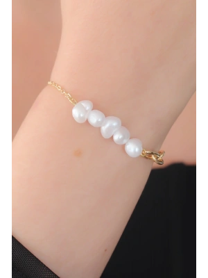 MuI MuI Gold Renk İnci Boncuk Model Kadın Bileklik