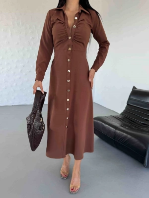 Gömlek Elbise - Kahverengi
