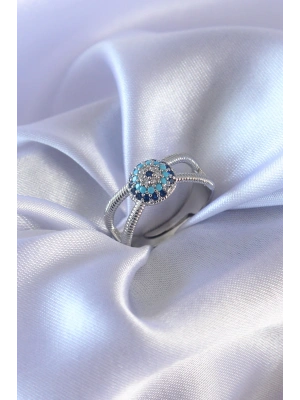 MuI MuI Gümüş Renk Nazar Boncuk Model Kadın Yüzük