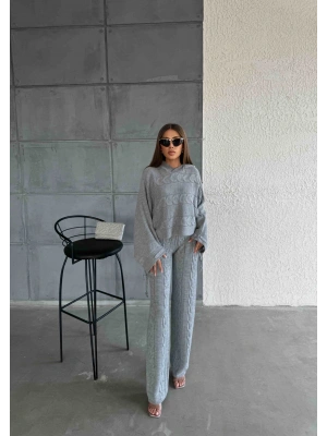 Kapişonlu Triko Takım 1509 - Gri