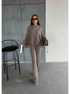 Kapişonlu Triko Takım 1509 - Vizon