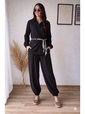 Kuşak Detay Takım - Siyah