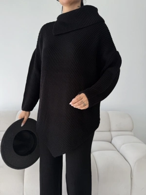 Mektup Yaka Triko Takım 1555 - Siyah