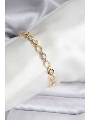 MuI MuI 14K Gold Renk Kaplama Baklava Dilim Model Kadın Bileklik