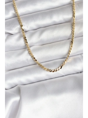 MuI MuI 14K Gold Renk Kaplama Ezme Yılan Zincir Model CM Kadın Kolye