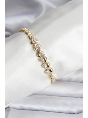 MuI MuI 14K Gold Renk Kaplama Kalp Model CM Kadın Bileklik