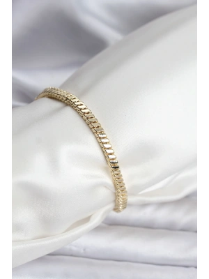 MuI MuI 14K Gold Renk Kaplama Kare Zincir Model CM Kadın Bileklik