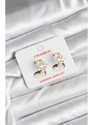 MuI MuI 14K Gold Renk Kaplama Kutup Yıldız Zirkon Taşlı CM Kadın Küpe