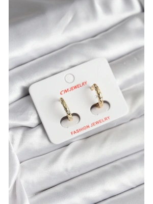 MuI MuI 14K Gold Renk Kaplama Zirkon Taşlı Halka Model CM Kadın Küpe