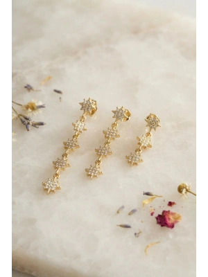 MuI MuI 3 lü Set Küpe Gold Renk Kutup Yıldızı Detaylı