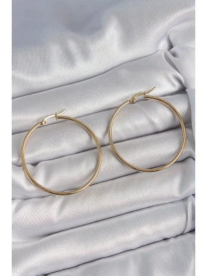 MuI MuI 316 Çelik Gold Renk 43 mm Halka Model Kadın Küpe