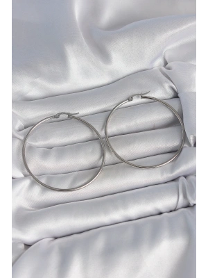 MuI MuI 316 Çelik Gümüş Renk 53 mm Halka Model Kadın Küpe