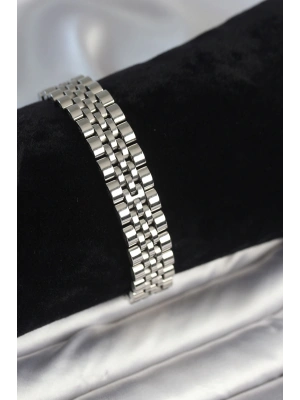 MuI MuI 316L Çelik 12 mm Kalınlıkta Gümüş Renkli Erkek Bileklik