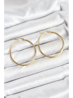 MuI MuI 316L Çelik Gold Renk 35 mm Halka Kadın Küpe