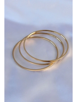 MuI MuI 316L Çelik Gold Renk 3lü Ajda Model Kadın 60 mm Bilezik