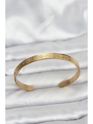 MuI MuI 316L Çelik Gold Renk Ayetel Kürsi Yazılı Bileklik