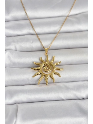 MuI MuI 316L Çelik Gold Renk Bohem Güneş Model Kadın Kolye
