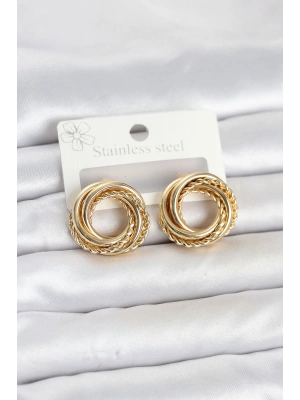 MuI MuI 316L Çelik Gold Renk Halka Model Asorti Kadın Küpe