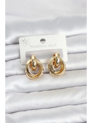 MuI MuI 316L Çelik Gold Renk Halka Model Kadın Küpe