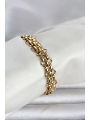 MuI MuI 316L Çelik Gold Renk Hasır Zincir Model Kadın Bileklik