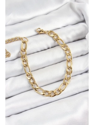 MuI MuI 316L Çelik Gold Renk Kalın Zincir Erkek Bileklik