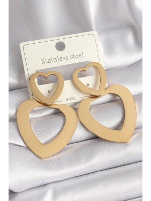 MuI MuI 316L Çelik Gold Renk Kalp Model Kadın Küpe