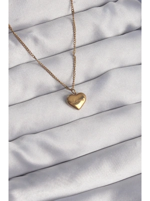 MuI MuI 316L Çelik Gold Renk Kalp Model Love Kolye