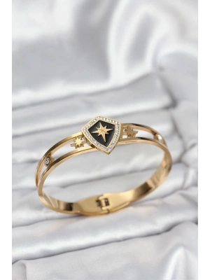 MuI MuI 316L Çelik Gold Renk Kutup Yıldızı Kelepçe Bileklik