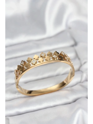 MuI MuI 316L Çelik Gold Renk Minimal Yoncalı Kadın Kelepçe Bileklik