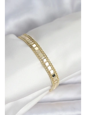 MuI MuI 316L Çelik Gold Renk Pullu Zincir Model Kadın Bileklik