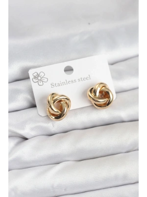 MuI MuI 316L Çelik Gold Renk Sarmal Model Kadın Küpe