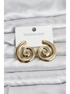 MuI MuI 316L Çelik Gold Renk Sarmal Modelli Kadın Küpe