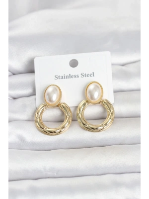 MuI MuI 316L Çelik Gold Renk Vintage Model Kadın Küpe