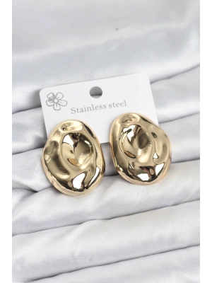 MuI MuI 316L Çelik Gold Renk Vintage Model Kadın Küpe