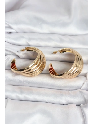 MuI MuI 316L Çelik Gold Renk Yarım Halka Model Kadın Küpe