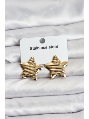 MuI MuI 316L Çelik Gold Renk Yıldız Model Kadın Küpe