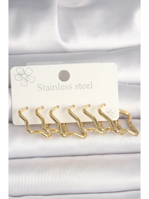 MuI MuI 316L Çelik Gold Renk Yıldız Model Kadın Küpe Seti