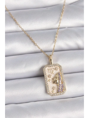 MuI MuI 316L Çelik Gold Renk Zincir Başak Burcu Zirkon Taşlı Kadın Kolye