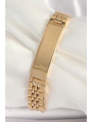 MuI MuI 316L Çelik Gold Renk Zincir Künye Model Erkek Bileklik