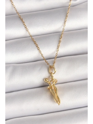 MuI MuI 316L Çelik Gold Renk Zincir Sarılma Model Kadın Kolye