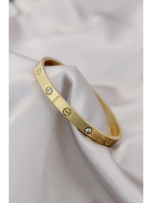 MuI MuI 316L Çelik Gold Renk Zirkon Taşlı Bileklik
