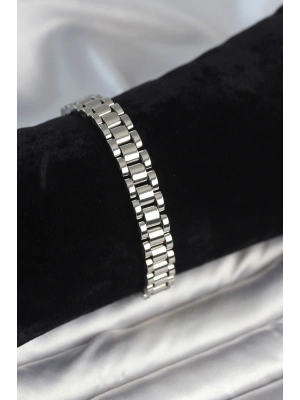 MuI MuI 316L Çelik Gümüş Renk 9 mm Kalınlık Erkek Bileklik