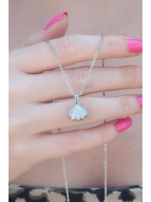 MuI MuI 316L Çelik Gümüş Renk Açılır Midye Model Kadın Kolye