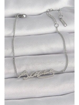 MuI MuI 316L Çelik Gümüş Renk Atatürk İmza Model Kadın Bileklik