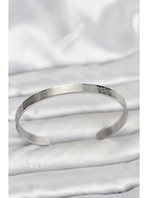 MuI MuI 316L Çelik Gümüş Renk Ayetel Kürsi Yazılı Bileklik