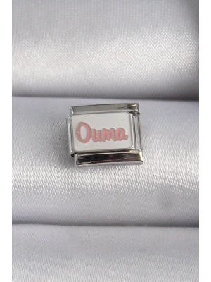 MuI MuI 316L Çelik Gümüş Renk Beyaz Pembe Ouma İşlemeli Nomination Charm