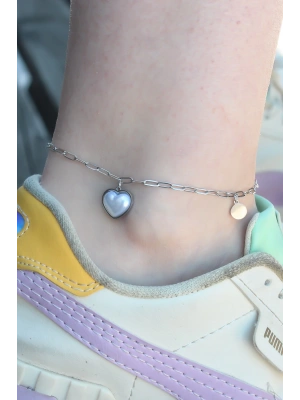 MuI MuI 316L Çelik Gümüş Renk Kalp Model Kadın Halhal